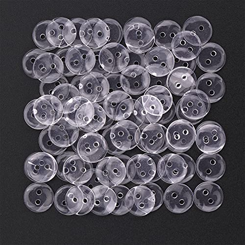 WedDecor 15mm Transparenter Kunststoff Rund Knopf 2 Loch, Schnapp Befesstiger Zum Nähen, Handtaschen, Stricken, Scrapbooking, Kunst & Basteln, 10 Knöpfe - Durchsichtig, 15mm von WedDecor