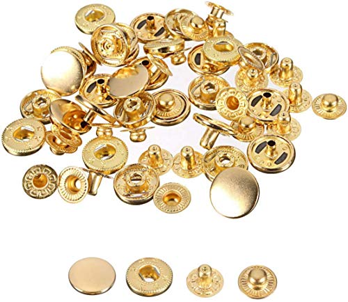 WedDecor 17mm Snap Verbindungen S-Feder 4 Teile Druckknöpfe Nähen Knöpfe für Lederhandwerk, Nähen, Jacken,Hemden, Stoff, Reparatur, DIY Projekte, 50pcs - Gold, 17mm von WedDecor