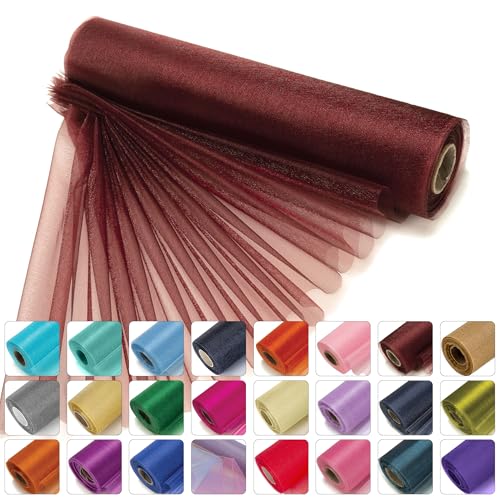 WedDecor 25m X 29cm Schnee Transparent Organza Rollen Glitzer Stoff für Hochzeit Dekoration,Stuhl und Tisch Rücken Tiefer, Schleifen, Hüllende, Schärpen, Weiß - Weinrot WedDecor 25m X 29cm Schnee Transparent Organza Rollen Glitzer Stoff für Hochzeit Dekoration,Stuhl und Tisch Rücken Tiefer, Schleifen, Hüllende, Schärpen, Weiß - Weinrot von WedDecor
