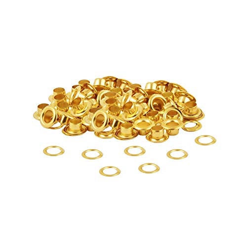 WedDecor 2mm Schwarz Messing-ösen Tüllen mit für Bekleidung, Lederwaren, Nähen Projekte, Beutel, Scrapbooking, DIY Projekte, 100 Stück - Gold, 4MM-100 von WedDecor