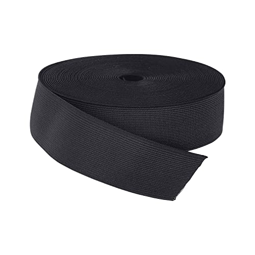 WedDecor 38 mm breites flaches Gummiband zum Nähen, Taillenband, Kurzwaren, Kleidung, Kunst & Handwerk, elastische Schnur DIY für Schneiderei, Stirnbänder, Hose, Perückenband, schwarz, 2 Meter von WedDecor