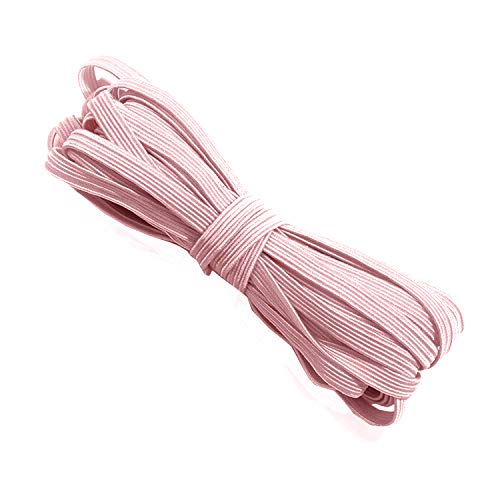 WedDecor 5mm Elastisch Flach Spule Von Nähen, Handwerk Und DIY Kunst Breit Geflochten Stretch Band Kordel Schnur Zum Nähen Maske,Handwerk Bekleidung, Stricken, Schneiderei, Hosenbund - Rosa, 5 Metres von WedDecor