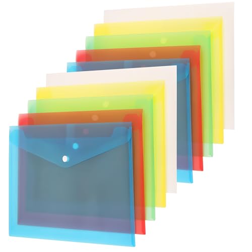 WedDecor A4-Dokumentenmappen, Kunststoff, 10 verschiedene durchscheinende Farben und 33,4 cm × 23,6 cm, Polypropylen-Druckknopfverschluss, 10 Stück WedDecor A4-Dokumentenmappen, Kunststoff, 10 verschiedene durchscheinende Farben und 33,4 cm × 23,6 cm, Polypropylen-Druckknopfverschluss, 10 Stück von WedDecor