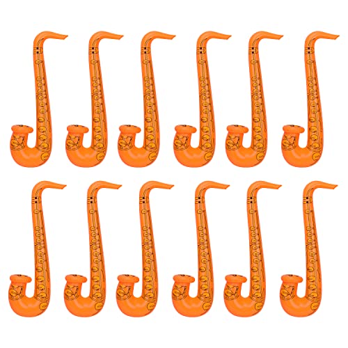WedDecor Aufblasbares Gitarren-Saxophon-Spielzeug, Gastgeschenke, Ballon, Musikinstrumente, Zubehör für Kinder und Erwachsene, Partydekoration, Junggesellinnenabschied, 12 Stück, Orange von WedDecor