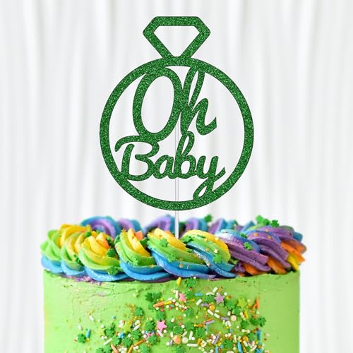 WedDecor Baby Shower Cake Topper, Double Sided Glitter Baby Shower Cake Decorations Gender Reveal Baby Girl Cake Picks for Celebrating Baby Girl Shower Party Celebration, Green von WedDecor