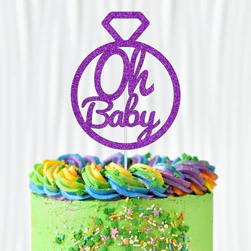 WedDecor Baby Shower Cake Topper, Double Sided Glitter Baby Shower Cake Decorations Gender Reveal Baby Girl Cake Picks for Celebrating Baby Girl Shower Party Celebration, Purple von WedDecor