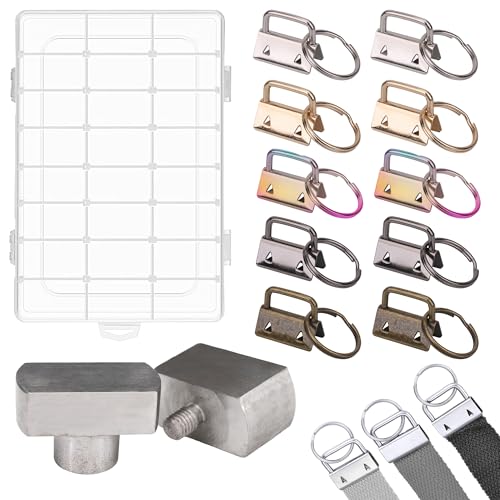 WedDecor DIY-Schlüsselanhänger-Hardware-Kit – 25 mm Schlüsselanhänger, 10 Schlüsselanhänger-Klemmen, Metall-Spaltringe, 40 mm Druckplatte für grüne Maschine und Aufbewahrungsbox für Schlüsselbänder WedDecor DIY-Schlüsselanhänger-Hardware-Kit – 25 mm Schlüsselanhänger, 10 Schlüsselanhänger-Klemmen, Metall-Spaltringe, 40 mm Druckplatte für grüne Maschine und Aufbewahrungsbox für Schlüsselbänder von WedDecor