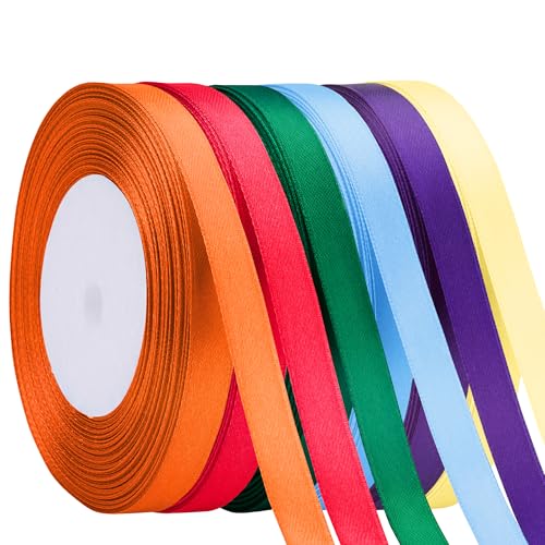WedDecor Doppelseitiges Satin-Polyesterband, 10 mm, 6 Rollen, Kollektion Vibrant Hues, 10 mm x 92 m, Rollen für Kunst und Handwerk, Haarschleifen, Verpackungen, Hochzeitsgeschenke und Heimdekoration WedDecor Doppelseitiges Satin-Polyesterband, 10 mm, 6 Rollen, Kollektion Vibrant Hues, 10 mm x 92 m, Rollen für Kunst und Handwerk, Haarschleifen, Verpackungen, Hochzeitsgeschenke und Heimdekoration von WedDecor