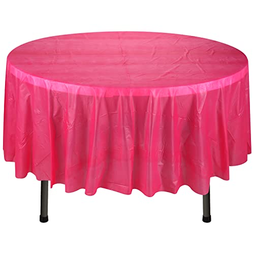 WedDecor Hot Pink Kunststoff-Tischdecke, 213 cm, runde Party-Einweg-Tischdecken für drinnen und draußen, Geburtstag, Picknick, Weihnachten, Hochzeiten, Babyparty, Party-Dekorationen, 1 Stück WedDecor Hot Pink Kunststoff-Tischdecke, 213 cm, runde Party-Einweg-Tischdecken für drinnen und draußen, Geburtstag, Picknick, Weihnachten, Hochzeiten, Babyparty, Party-Dekorationen, 1 Stück von WedDecor
