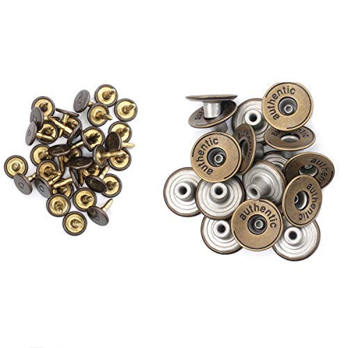WedDecor Messing Jeans Knöpfe Bronze Farbe mit Hand-Werkzeug für Ersatz, Befestigung Verbindungen in Jeans Hose, Jacken, Lederwaren, Mode Bekleidung, 20mm - Bronze, Only Jeans Button von WedDecor