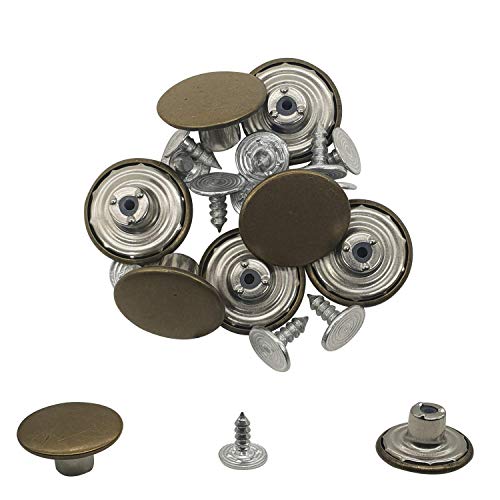 WedDecor Messing Jeans Knöpfe mit Schrauben Rückseite Nadel Hammer auf Ersatz Befestigung Verbindungen für Reparatur Denim Hose, Jacken, Mode Lederwaren - Bronze - 17mm, 17mm von WedDecor