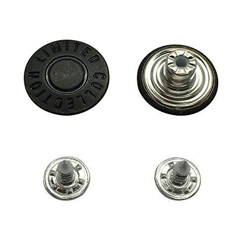 WedDecor Messingknöpfe für Jeanshosen, Jeansjacke mit Hammer auf der Rückseite, Ersatzbefestigungen für die Reparatur von Denim-Hosen, Jacken, Modekleidung, 17 mm, Schwarz, 8 Stück WedDecor Messingknöpfe für Jeanshosen, Jeansjacke mit Hammer auf der Rückseite, Ersatzbefestigungen für die Reparatur von Denim-Hosen, Jacken, Modekleidung, 17 mm, Schwarz, 8 Stück von WedDecor