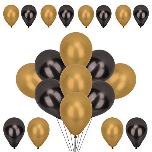 WedDecor Metallic-Luftballons, 25 Stück, 12,7 cm, glänzend gemischt, Schwarz-Gold-Luftballons für Geburtstag, Babyparty, Hochzeit, kleine Meerjungfrau, Partys, Festival, Karneval, Party-Dekorationen von WedDecor