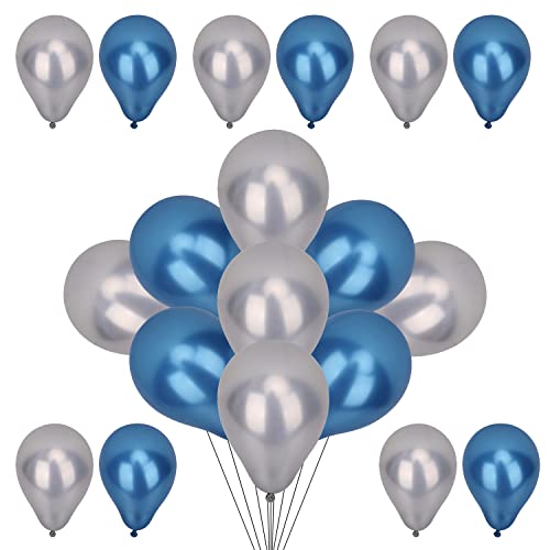 WedDecor Metallic-Luftballons, 50 Stück, 12,7 cm, glänzend, gemischt, Blau, Silber, Luftballons für Geburtstag, Babyparty, Hochzeit, kleine Meerjungfrau, Partys, Festival, Gras, Party-Dekorationen von WedDecor