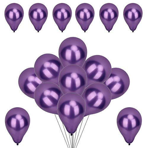 WedDecor Metallische Luftballons, 25 Stück 12,7 cm glänzende lila Luftballons für Geburtstag, Babyparty, Hochzeit, kleine Meerjungfrauen-Partys, Festivals, Karneval, Party-Dekorationen von WedDecor