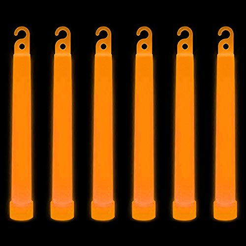 WedDecor Neon Farben Ultra Hell Fluoreszierend Leuchtstab Rohre Tragegurt Premium Fluoreszierend Stangen Licht Stäbe für Abschlussfeier, Camping, Neu Year S Eve, 6 Inches, 25pcs, Orange von WedDecor