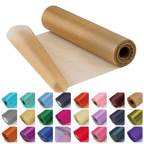 WedDecor Organza-Rollstoff, Tüll-Stoffrolle, dekoratives Tuch für Stuhlbogen, Tischläufer, Bandfloristik, Schärpe, Party-Deko, DIY-Handwerk — 25mx29cm, Champagner Gold WedDecor Organza-Rollstoff, Tüll-Stoffrolle, dekoratives Tuch für Stuhlbogen, Tischläufer, Bandfloristik, Schärpe, Party-Deko, DIY-Handwerk — 25mx29cm, Champagner Gold von WedDecor