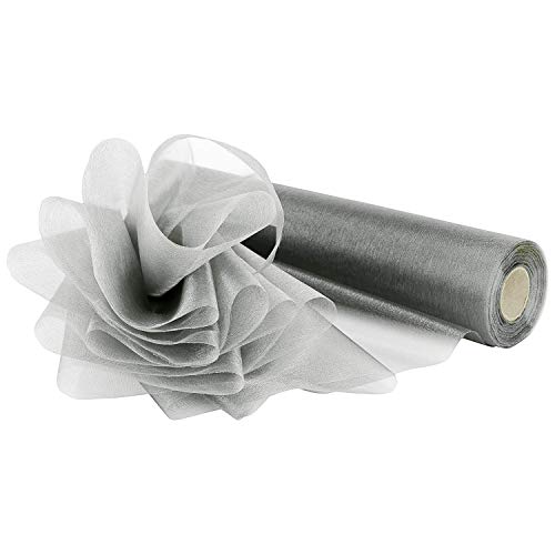 WedDecor Organza-Rollstoff, Tüll-Stoffrolle, dekoratives Tuch für Stuhlbogen, Tischläufer, Bandfloristik, Schärpe, Party-Deko, DIY-Handwerk — 25mx29cm, Silber WedDecor Organza-Rollstoff, Tüll-Stoffrolle, dekoratives Tuch für Stuhlbogen, Tischläufer, Bandfloristik, Schärpe, Party-Deko, DIY-Handwerk — 25mx29cm, Silber von WedDecor