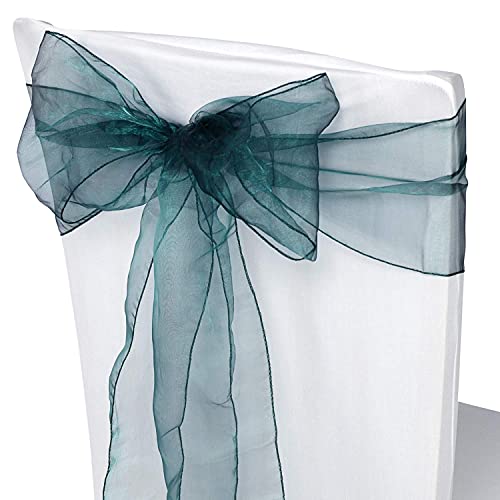 WedDecor Organza-Schärpen für Stuhlhussen Fuller Bow in Blaugrün für Bankett, Geburtstag, Jubiläum, Weihnachtsfeiern, Eventdekorationen, 17 cm x 280 cm, 50 Stück von WedDecor