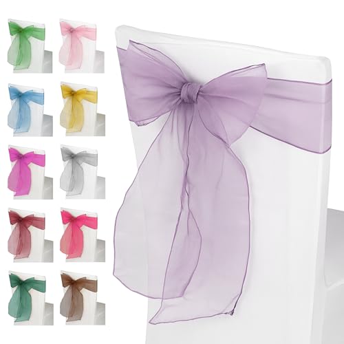 WedDecor Organza-Schärpen für Stuhlhussen Fuller Bow in Lila-Violett für Bankett, Geburtstag, Jahrestag, Weihnachtsfeiern, Eventdekorationen, 17 cm x 280 cm, 25 Stück von WedDecor