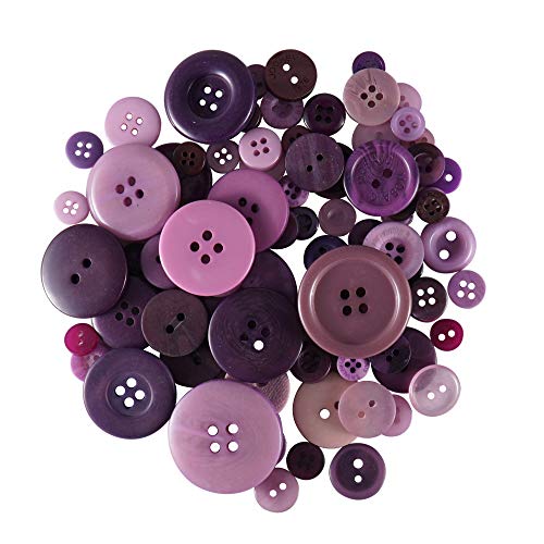 WedDecor Plastik 25mm Herz Knöpfe mit 2 Loch Knöpfe, Gemischt Acryl Zum Nähen, Scrapbooking,Verzierung, Handarbeiten,Stricken,Strickjacken,Vorhänge Deko, 100 Stück - Lila, 100g von WedDecor