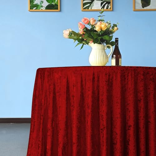 WedDecor Tischdecke aus Pannesamt, rund, glitzernd, Premium, weicher Stoff, Tischdecke für Küche, Hochzeit, Bankett und besondere Anlässe, Party, Tischdekoration, 228,6 cm, Rot, 1 Stück WedDecor Tischdecke aus Pannesamt, rund, glitzernd, Premium, weicher Stoff, Tischdecke für Küche, Hochzeit, Bankett und besondere Anlässe, Party, Tischdekoration, 228,6 cm, Rot, 1 Stück von WedDecor