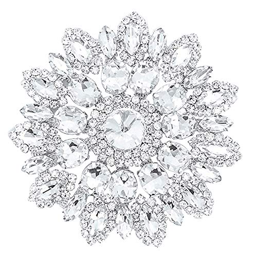 WedDecor Silber Strass Glitzersteinen Motiv mit Kristall Aufnäher Aufnäher Patch für Hochzeit Trense Kleid, Party Abendkleid Stoff, Schärpe Gürtel Freizeit, Formelle - 65mm - Patch Nummer A502 von WedDecor