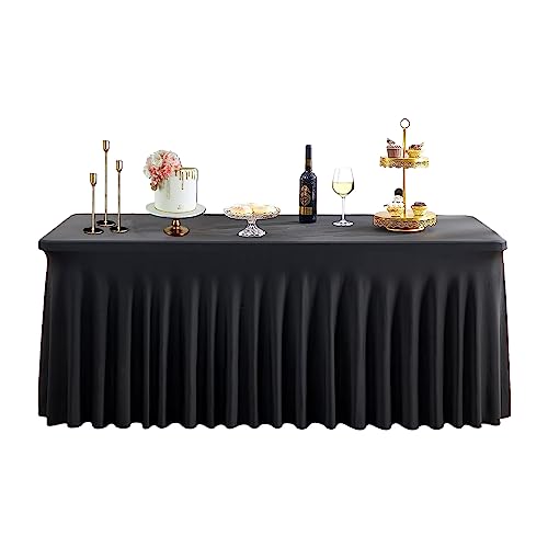 WedDecor Spandex Tischdecke Rock für Hochzeitsparty,Restaurant,Bankett,Esszimmer Dekoration,Dehnbar und Elastisch Tischdecke - Schwarz, Rectangle WedDecor Spandex Tischdecke Rock für Hochzeitsparty,Restaurant,Bankett,Esszimmer Dekoration,Dehnbar und Elastisch Tischdecke - Schwarz, Rectangle von WedDecor