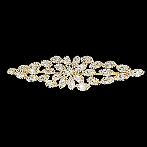 WedDecor Strass Glitzersteinen Motiv mit Kristall Aufnäher Aufnäher Patch für Hochzeit Brautkleid, Party Abendkleid Stoff, Schärpe Gürtel Freizeit, Formelle, 240mm X 65mm - Gold, 240mm x 65mm WedDecor Strass Glitzersteinen Motiv mit Kristall Aufnäher Aufnäher Patch für Hochzeit Brautkleid, Party Abendkleid Stoff, Schärpe Gürtel Freizeit, Formelle, 240mm X 65mm - Gold, 240mm x 65mm von WedDecor