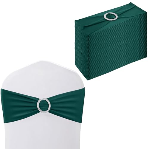 WedDecor Stretch-Stuhlbänder, einfarbig, Spandex-Band mit Schieberschnalle für Hochzeit, Party, Stuhldekoration, Veranstaltungsbedarf, formelle Meetings, Jägergrün, 33 x 15 cm, 50 Stück WedDecor Stretch-Stuhlbänder, einfarbig, Spandex-Band mit Schieberschnalle für Hochzeit, Party, Stuhldekoration, Veranstaltungsbedarf, formelle Meetings, Jägergrün, 33 x 15 cm, 50 Stück von WedDecor