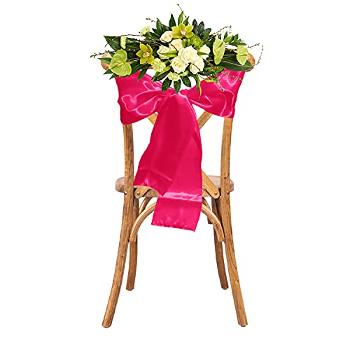 WedDecor Stuhlschärpe, Satin, Aqua Blue, Dekoband, DIY-Stoff für Events Hochzeiten Geburtstage Verlobungspartys Empfänge Partys Banketts Dekoration (18 x 274 cm) – 1 Stück, Textil, hot pink, 1 von WedDecor