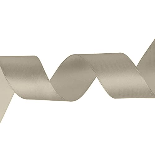 WedDecor Taupe Band für Geschenkverpackungen, 50 mm x 25 m, doppelseitiges Polyester-Satinband, Rolle für Weihnachten, Hochzeit, Basteln, Nähen, Haarschleife, Geburtstagstorte Dekoration von WedDecor