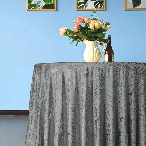 WedDecor Tischdecke aus Pannesamt, rund, glitzernd, Premium, weicher Stoff, Tischdecke für Küche, Hochzeit, Bankett und besondere Anlässe, Party-Tischdekoration, 228,6 cm, silberfarben, 1 Stück WedDecor Tischdecke aus Pannesamt, rund, glitzernd, Premium, weicher Stoff, Tischdecke für Küche, Hochzeit, Bankett und besondere Anlässe, Party-Tischdekoration, 228,6 cm, silberfarben, 1 Stück von WedDecor