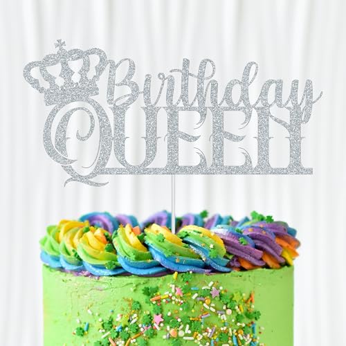 WedDecor Tortenaufsatz mit Aufschrift "Birthday Queen", glitzernde Cupcake-Aufsätze, Partyzubehör für Mädchen, Töchter, Mütter, Frauen, Themen-Geburtstagsparty, Feier, Desserts, Kuchendekoration, von WedDecor