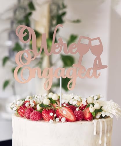 WedDecor We're Engaged Rose Gold Cake Topper Acrylic Mirror Engagement Cake Picks For Bridal Shower, Wedding, Bachelorette, Cupcake Decoration, Theme Party Supplies von WedDecor