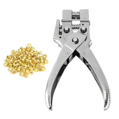 Weddecor 100 Stück 4 mm Gold Messing Ösen mit Lochzange, Heavy Duty Hand Setzwerkzeug für Lederwaren, Reparatur & Ersatz, DIY Projekte Weddecor 100 Stück 4 mm Gold Messing Ösen mit Lochzange, Heavy Duty Hand Setzwerkzeug für Lederwaren, Reparatur & Ersatz, DIY Projekte von WedDecor