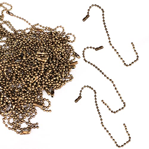 Weddecor 100 x 20 cm Kugelketten-Verbindungsverschluss für die Herstellung von Schlüsselanhängern, Metall, bronzefarbene Perlen, Kugelanhänger, Schnur, Designertuch, Schmuck, Verzierung von WedDecor