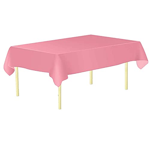 Weddecor 137,2 x 274,3 cm rechteckige Einweg-Tischdecken aus Kunststoff für Geburtstag und Hochzeitsfeiern, Innen- und Außenbereich, Tischdekoration (Rosa, 1 Stück) von WedDecor