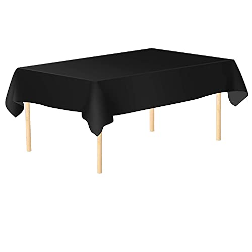 Weddecor 137,2 x 274,3 cm rechteckige Einweg-Tischdecken aus Kunststoff für Geburtstag und Hochzeitsfeiern, Innen- und Außenbereich, Tischdekoration (Schwarz, 1 Stück) von WedDecor