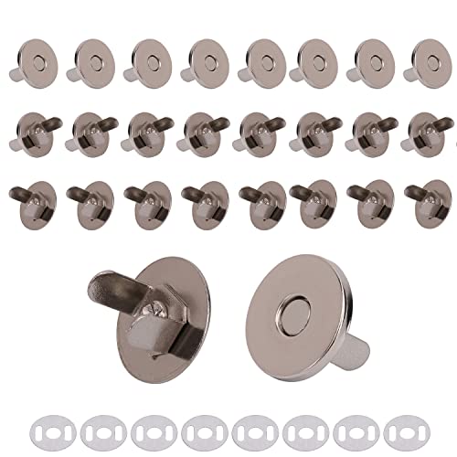 Weddecor 20pcs 18mm Silber Magnetic Snaps Purse Doppel Rivet Verschlüsse mit 2 Metallrücken Unterlegscheiben Runde Fasteners umklammert Bolzen-Knopf für Handwerk, Handtasche, Tasche und Kleidung von WedDecor