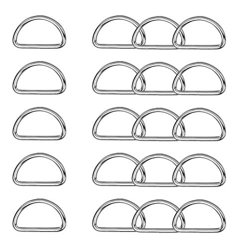 Weddecor 45mm Antik Messing Nicht Geschweißt Metall D Ring Verbindungen Schnalle für Verstellbar Befestigung Gurtband, Kunst und Handwerk, Haustier Kragen, Reparatur Beutel, 20pcs - Silbern, 50mm von WedDecor