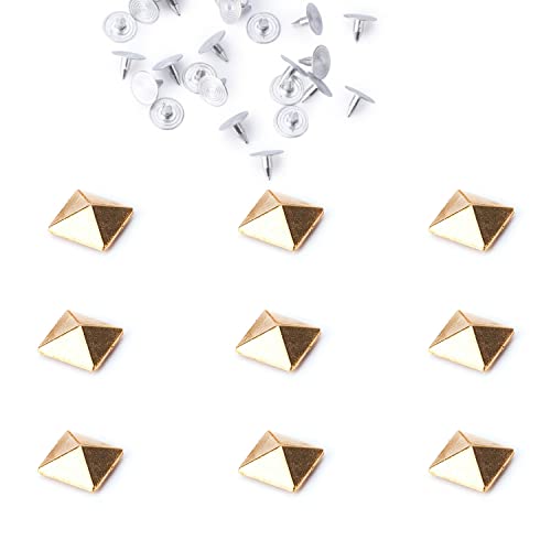 Weddecor Goldene, quadratische Pyramidnieten – Für Lederverarbeitung, Bastelprojekte, Taschen, Gürtel, Schuh-Deko, Kleidung, Jeans (100 Stück), metall, rose gold, 8 mm von WedDecor