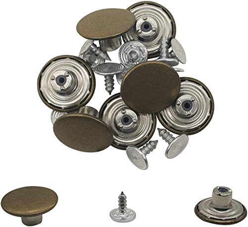Weddecor Messing Jeans Knöpfe mit Schrauben Rückseite Nadel Hammer auf Ersatz Befestigung Verbindungen für Reparatur Denim Hose, Jacken, Mode Lederwaren - Bronze - 20mm, 20mm von WedDecor