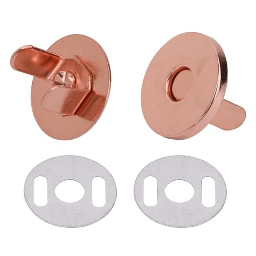 Weddecor Roségold, magnetische Druckknöpfe, runde Metallverschlüsse, Verschlüsse mit Unterlegscheiben, Doppelniete, für Handwerk, Geldbörse, Tasche, Kleidung (2 Stück, 14 mm) von WedDecor