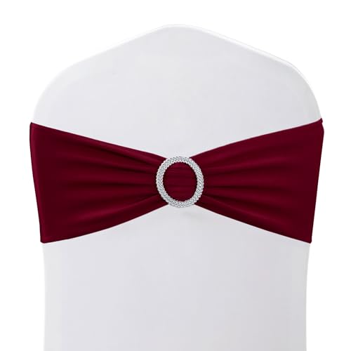 Weddecor Stuhldekoration, elastisches Stuhlband, Stuhlschärpe aus Spandex mit Schiebeschnalle, für Hochzeit, Party, Veranstaltungen, Aquamarinblau, 15 cm x 70 cm, 1 Stück, Spandex, burgunderfarben, 1 Weddecor Stuhldekoration, elastisches Stuhlband, Stuhlschärpe aus Spandex mit Schiebeschnalle, für Hochzeit, Party, Veranstaltungen, Aquamarinblau, 15 cm x 70 cm, 1 Stück, Spandex, burgunderfarben, 1 von WedDecor