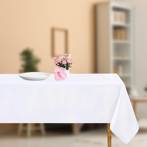 WedDecor Tischdecken aus Polyestergewebe, 90 x 132 Zoll, rechteckig, für Küche, waschbare Esstischdecke für Hochzeit, Party, Premium-Tischrestaurant, Dekoration, Weiß, 1 Stück WedDecor Tischdecken aus Polyestergewebe, 90 x 132 Zoll, rechteckig, für Küche, waschbare Esstischdecke für Hochzeit, Party, Premium-Tischrestaurant, Dekoration, Weiß, 1 Stück von WedDecor