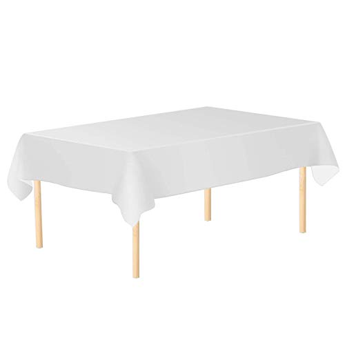 Weiße Kunststoff-Tischdecke, 137 x 274 cm, rechteckige Party-Tischdecke, Einweg-Tischdecken für drinnen oder draußen, Geburtstag, Weihnachten, Hochzeiten, Party-Dekorationen, 2 Stück Weiße Kunststoff-Tischdecke, 137 x 274 cm, rechteckige Party-Tischdecke, Einweg-Tischdecken für drinnen oder draußen, Geburtstag, Weihnachten, Hochzeiten, Party-Dekorationen, 2 Stück von WedDecor