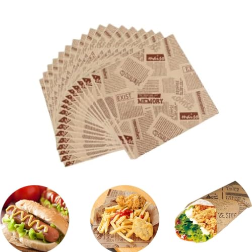 WeddHuis 50 Stück Deli Burger & Sandwich Papiertüten, 18 x 18 cm, Lebensmittelecht, Fett- & Feuchtigkeitsbeständig, Mikrowellengeeignet, Ideal für Burger, Pommes, Sandwiches & mehr von WeddHuis