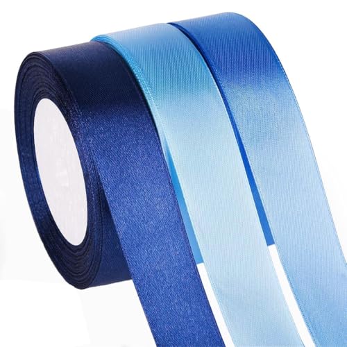 WeddHuis 66m Satinband Blau 20mm Geschenkband Blau Breit Schleifenband Blau Geschenkband Hochzeit Stoff Blauenes Geschenk Band Geschenkbänder für Taufe Geburtstag Deko Geschenkverpackung von WeddHuis