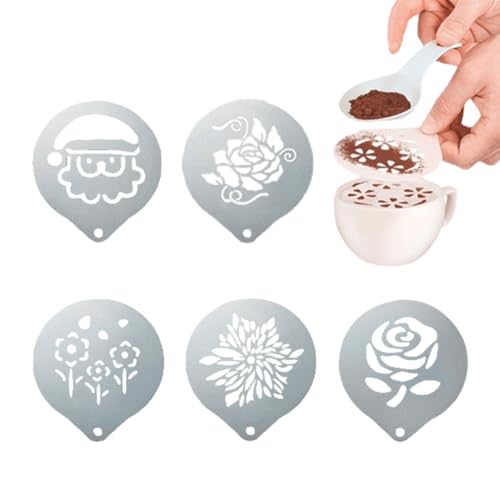 WeddHuis Kaffeeschablonen aus Edelstahl, 5 Pcs Kaffee-Dekorationsschablone Cappuccino schablonen Kaffee schablonen Kaffee Latte Art Schablonen tortenschablone für Kaffee Kuchen Dekorieren WeddHuis Kaffeeschablonen aus Edelstahl, 5 Pcs Kaffee-Dekorationsschablone Cappuccino schablonen Kaffee schablonen Kaffee Latte Art Schablonen tortenschablone für Kaffee Kuchen Dekorieren von WeddHuis